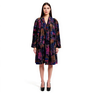 Portrait Vintage Tapestry Abstract Velvet Coat - Size 4